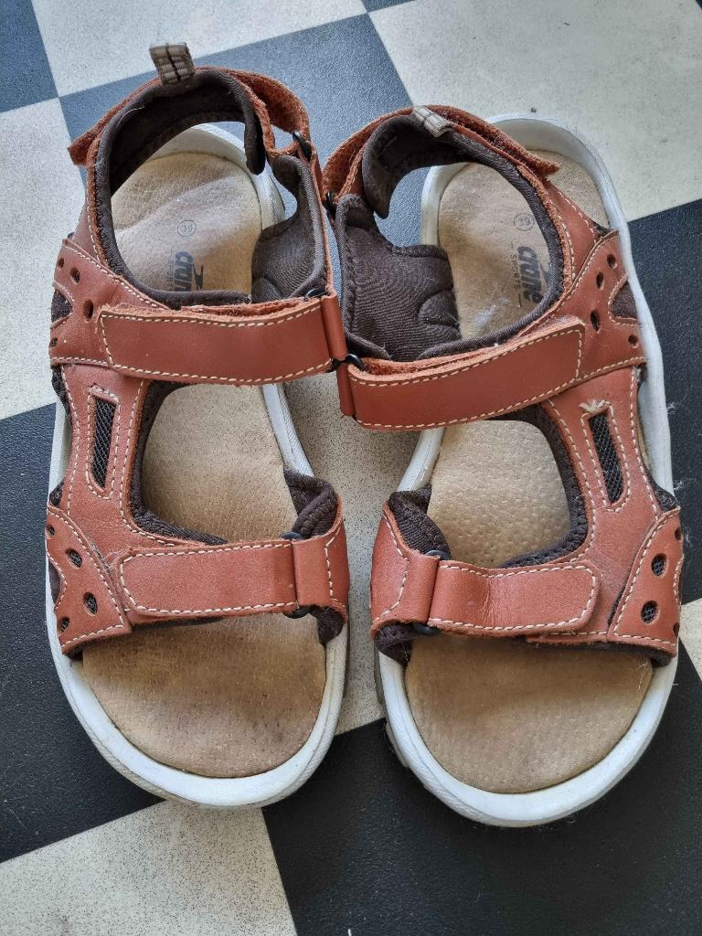 Sandalen van leder, mt. 39, Crane Sports, Bruin, Gedragen, Sandalen of Muiltjes