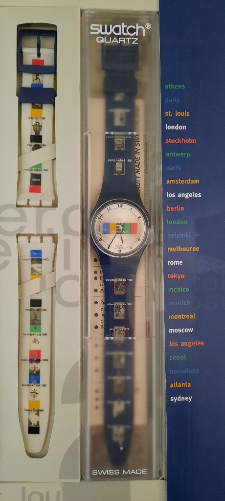 Swatch Olympische Spelen Sydney 2000 - GH183 nieuw in doos, Blauw, Swatch, Nieuw, Ophalen of Verzenden
