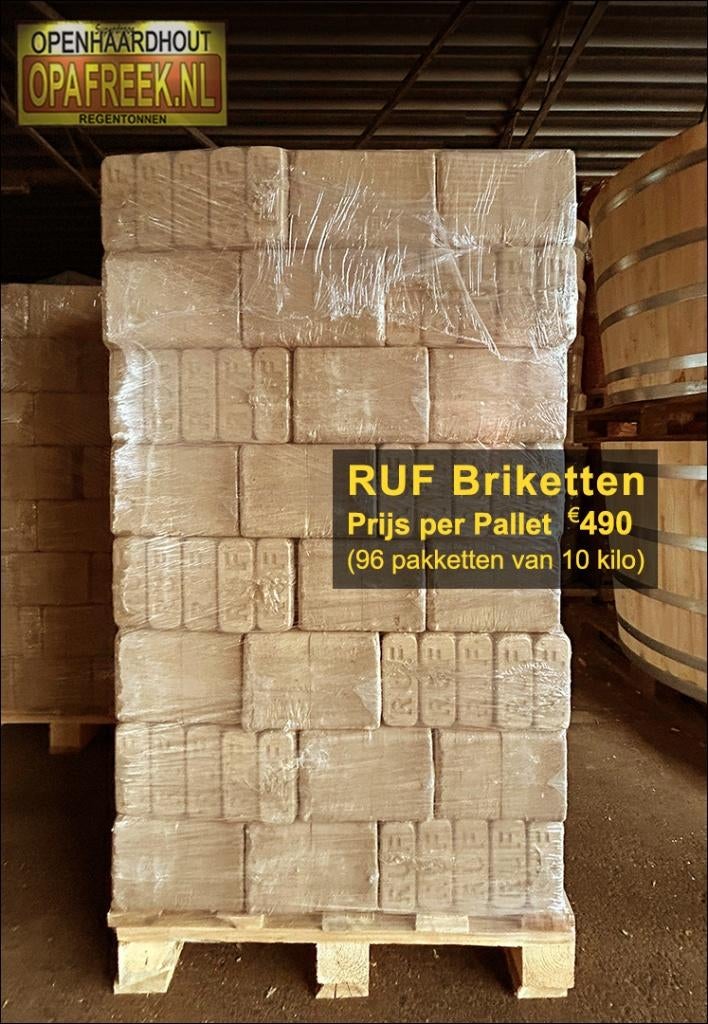 RUF Briketten (Hoog Rendement) Haardhout OpaFreek, Minder dan 3 m³, Ophalen, Blokken