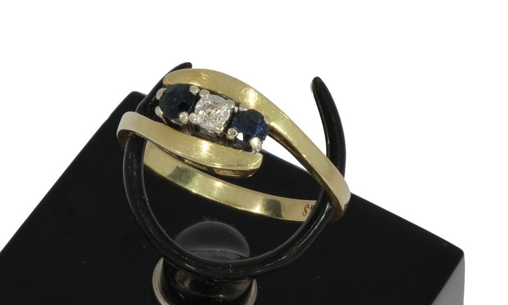 Diamanten saffier 14k gouden design dames ring briljant