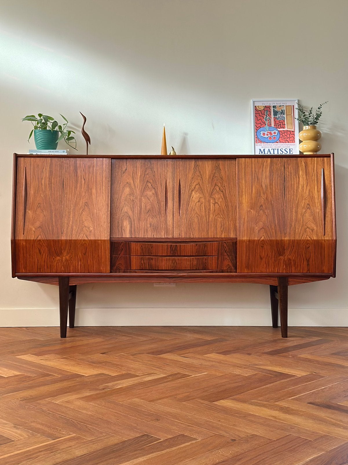 Vintage wandmeubel Deens design E.W. Bach hout jaren 50/60, Ophalen, Met deur(en), 100 tot 150 cm, 150 tot 200 cm
