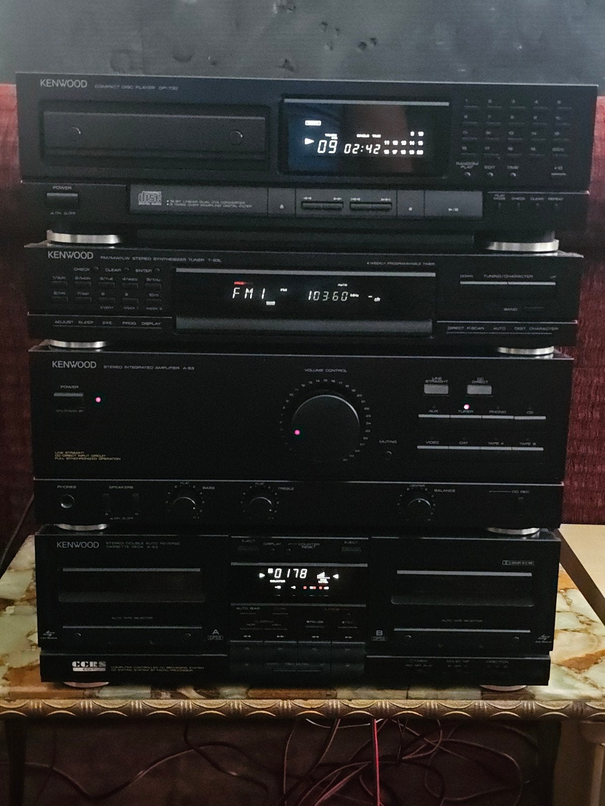kenwood stereoset + A.B. + boxen  z.g.a.n., Overige merken, Cassettedeck, Zo goed als nieuw, Losse componenten