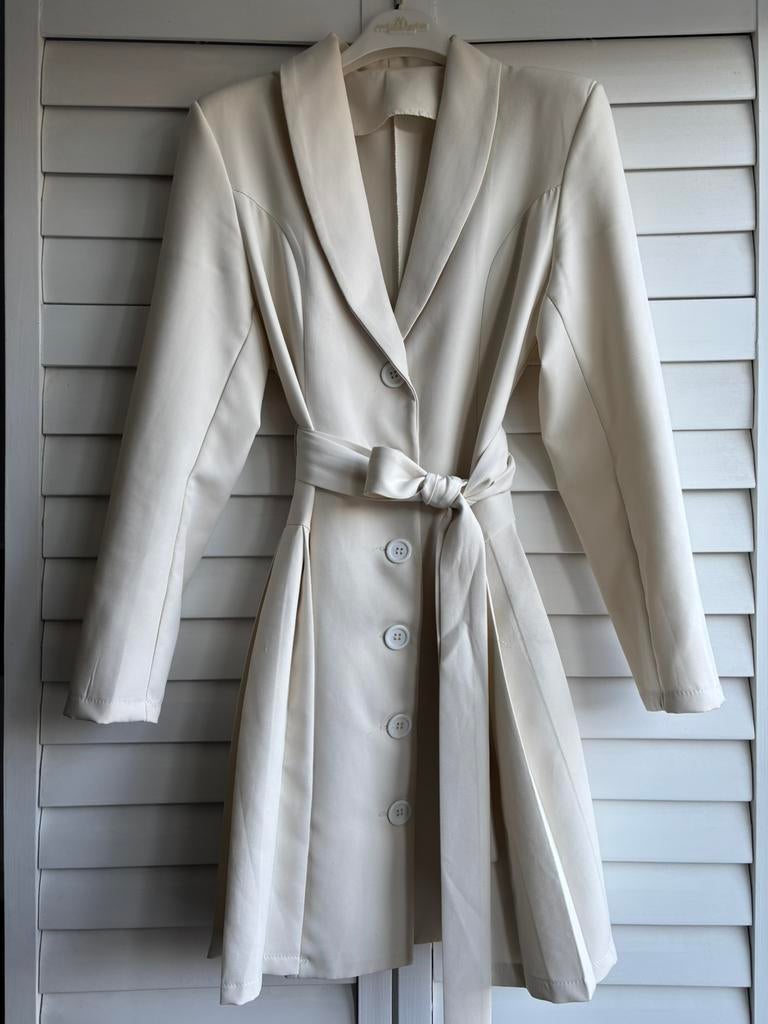 Blazerdress jurkje beige maat S/M, Ophalen of Verzenden, Zo goed als nieuw, Maat 36 (S), Beige