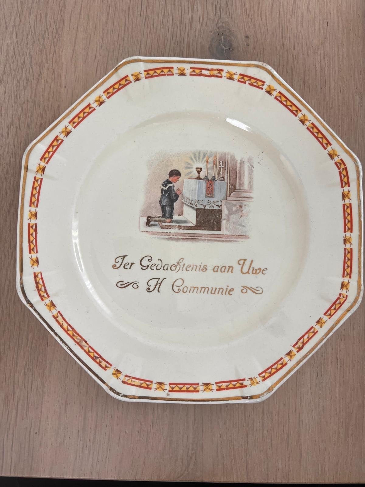 Antiek Communiebord - Ter Gedachtenis aan Uw H. Communie, Antiek en Kunst, Ophalen of Verzenden