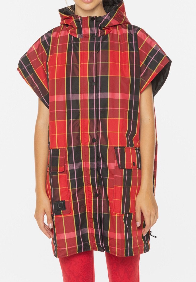 Desigual Poncho - Geruit Rood/Zwart/Geel universeel maat, Ophalen of Verzenden, Zo goed als nieuw, Meerkleurig
