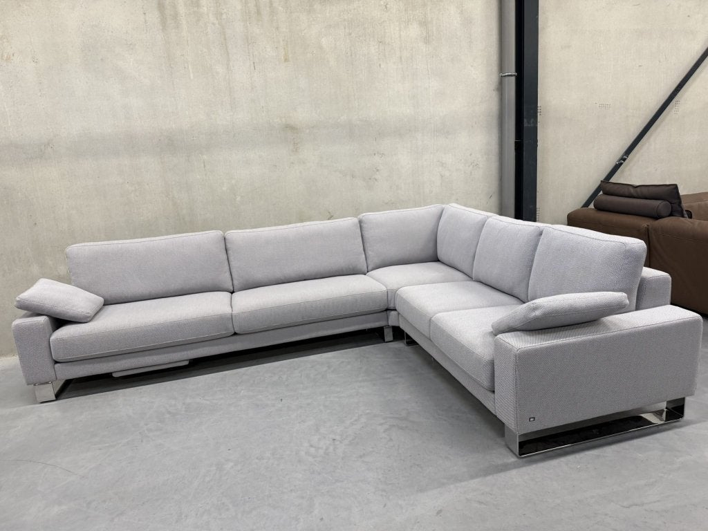 Showmodel Rolf Benz Ego Hoekbank blauw stof Design bank 328, Huis en Inrichting, Banken | Bankstellen, Hoekbank, Ophalen of Verzenden