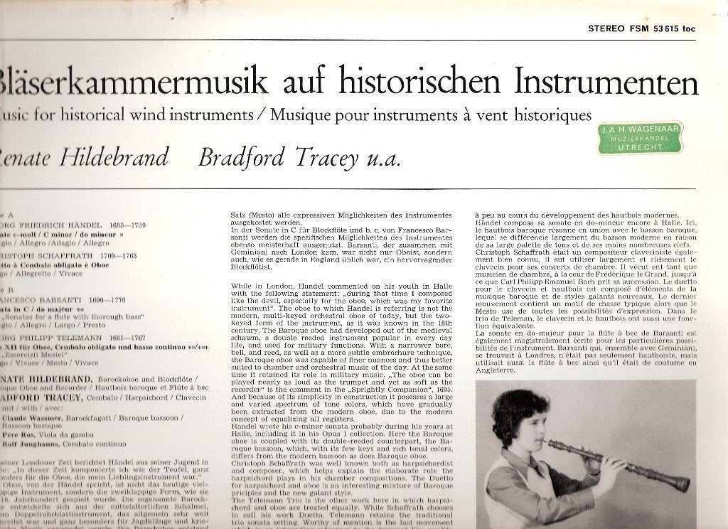 Bläserkammermusik hist. Instr./barok Barsanti, Schaffrath, Ophalen, Gebruikt, Overige formaten, Overige typen