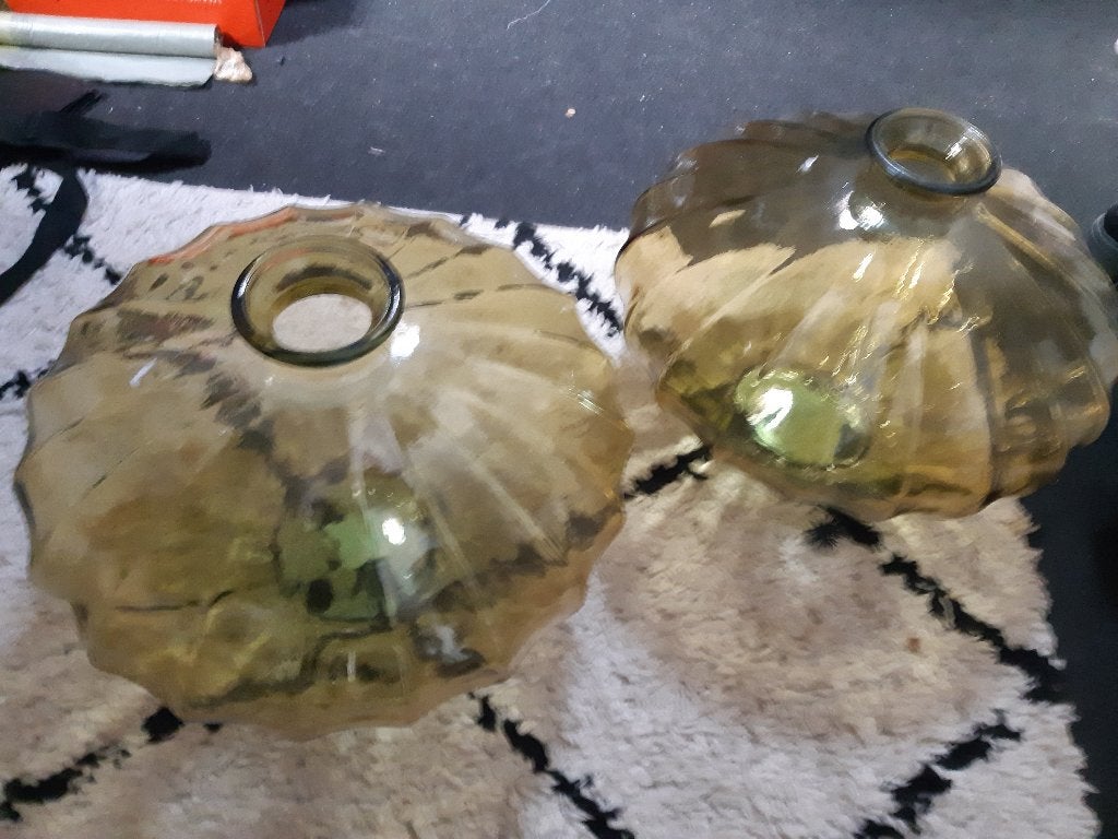 2x glazen bolvazen, Ophalen, Geel, Nieuw, Glas