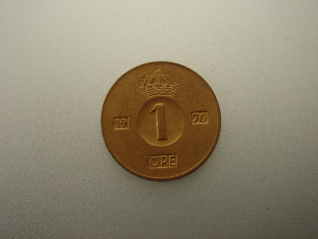 1 ore 1970 uit Zweden - Gustav VI Adolf, Postzegels en Munten, Ophalen of Verzenden, Overige landen, Losse munt