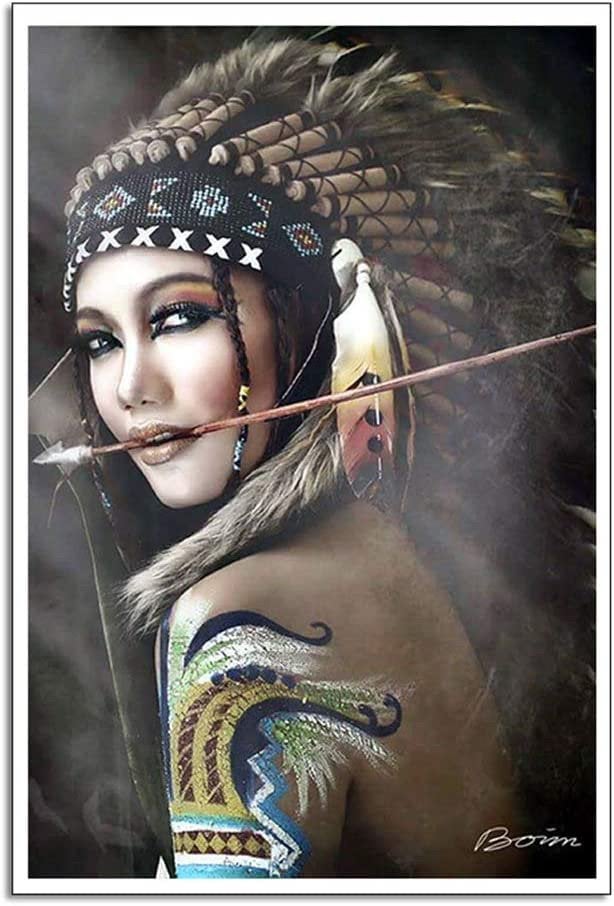 Nieuwe canvas doek op rol indiaan meisje 60 x90 cm, Nieuw, Ophalen of Verzenden, Print, 75 – 100