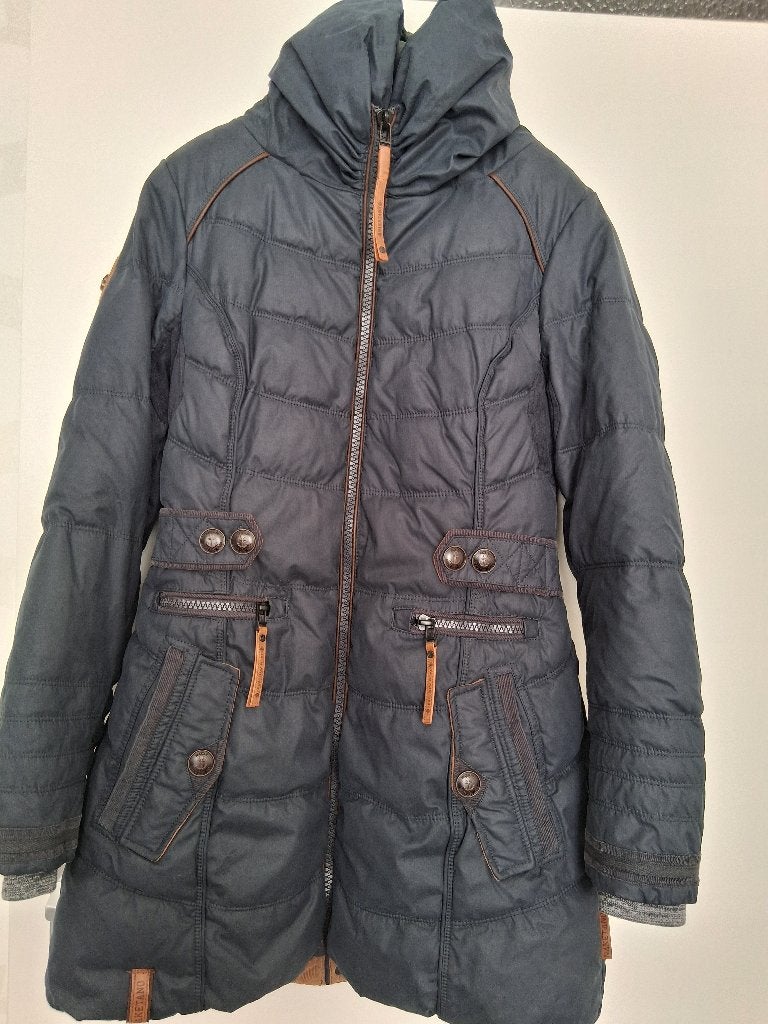 Winterjas, Ophalen, Blauw, Maat 42/44 (L), Zo goed als nieuw
