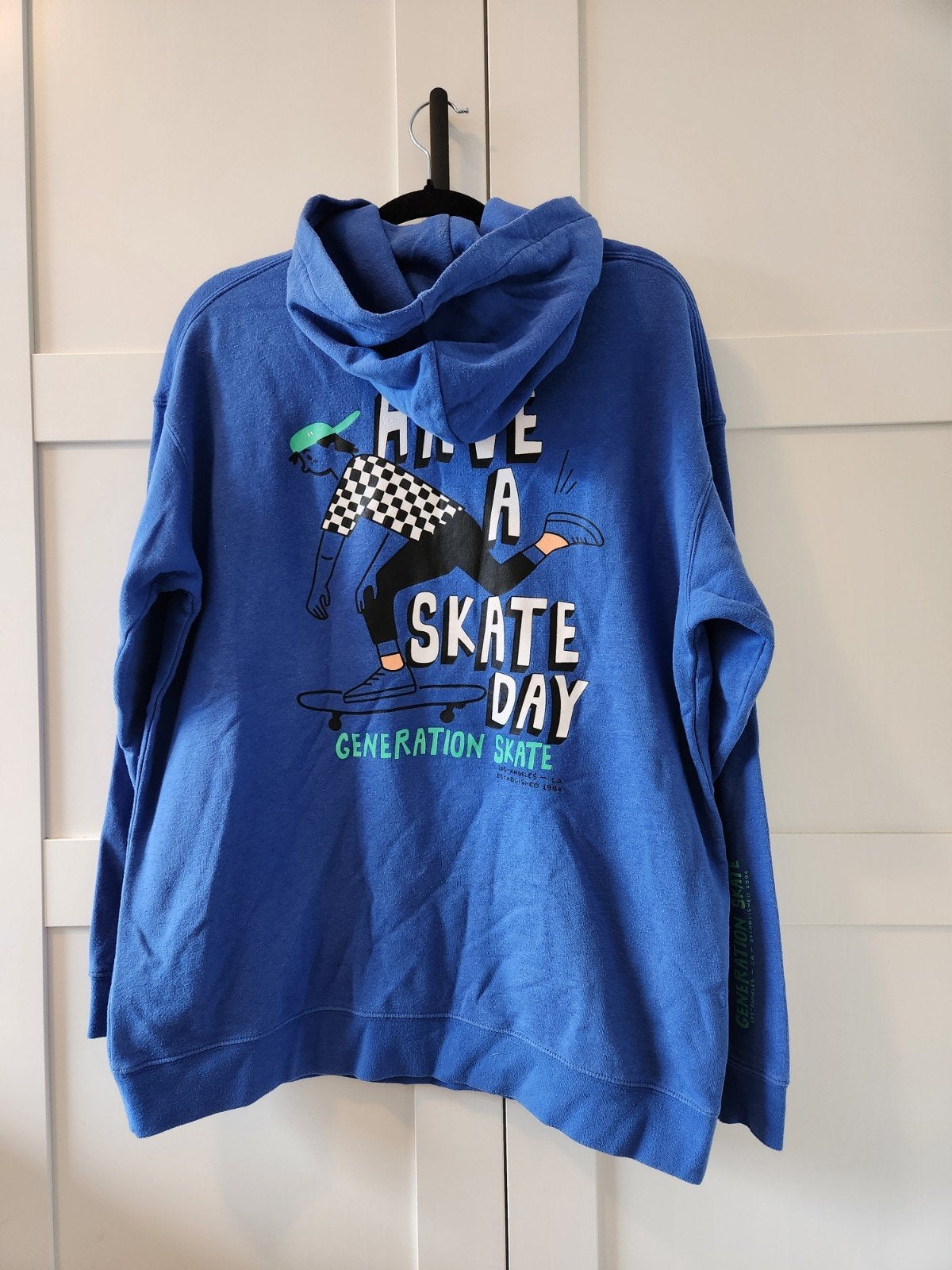 H&M Blauwe Hoodie met Skater Print - Maat 158/164, Kinderen en Baby's, Gebruikt, Jongen of Meisje, Trui of Vest, H&M