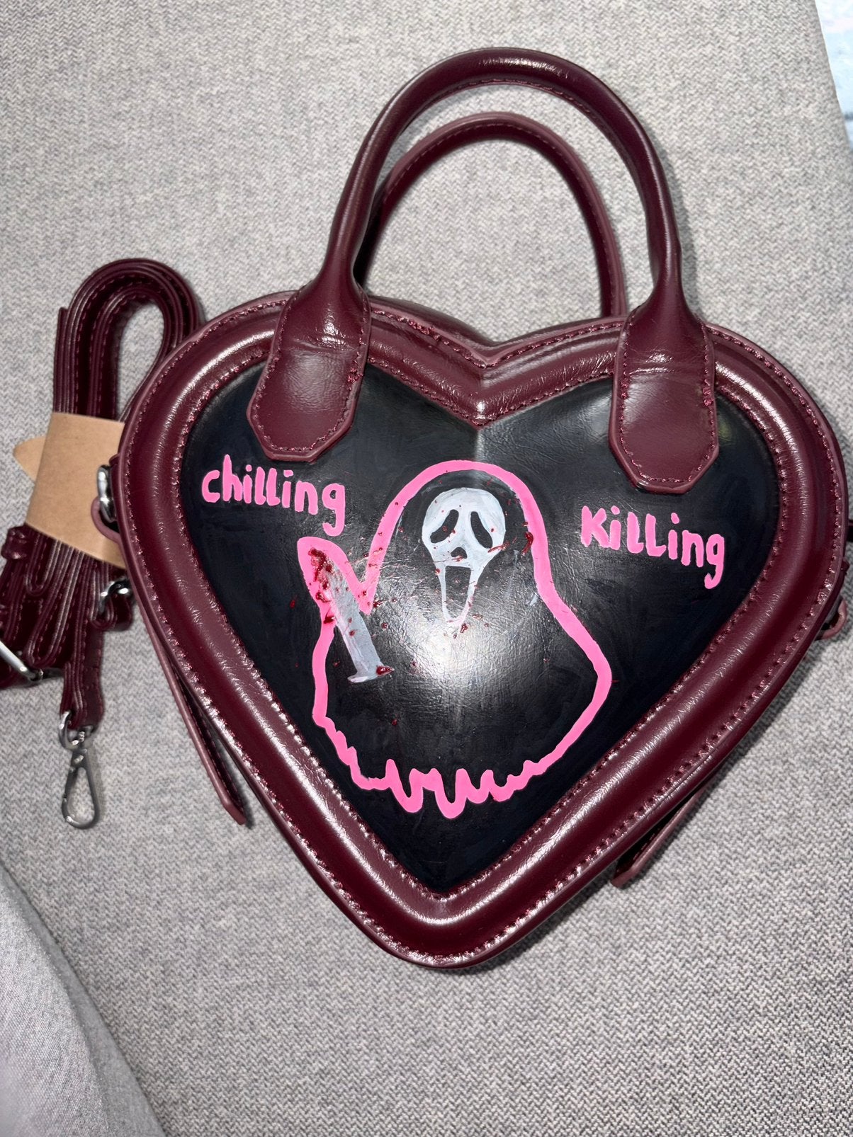 Ghostface crossbody bag halloween zwart roze bordeaux, Ophalen of Verzenden, Nieuw, Zwart, Schoudertasje