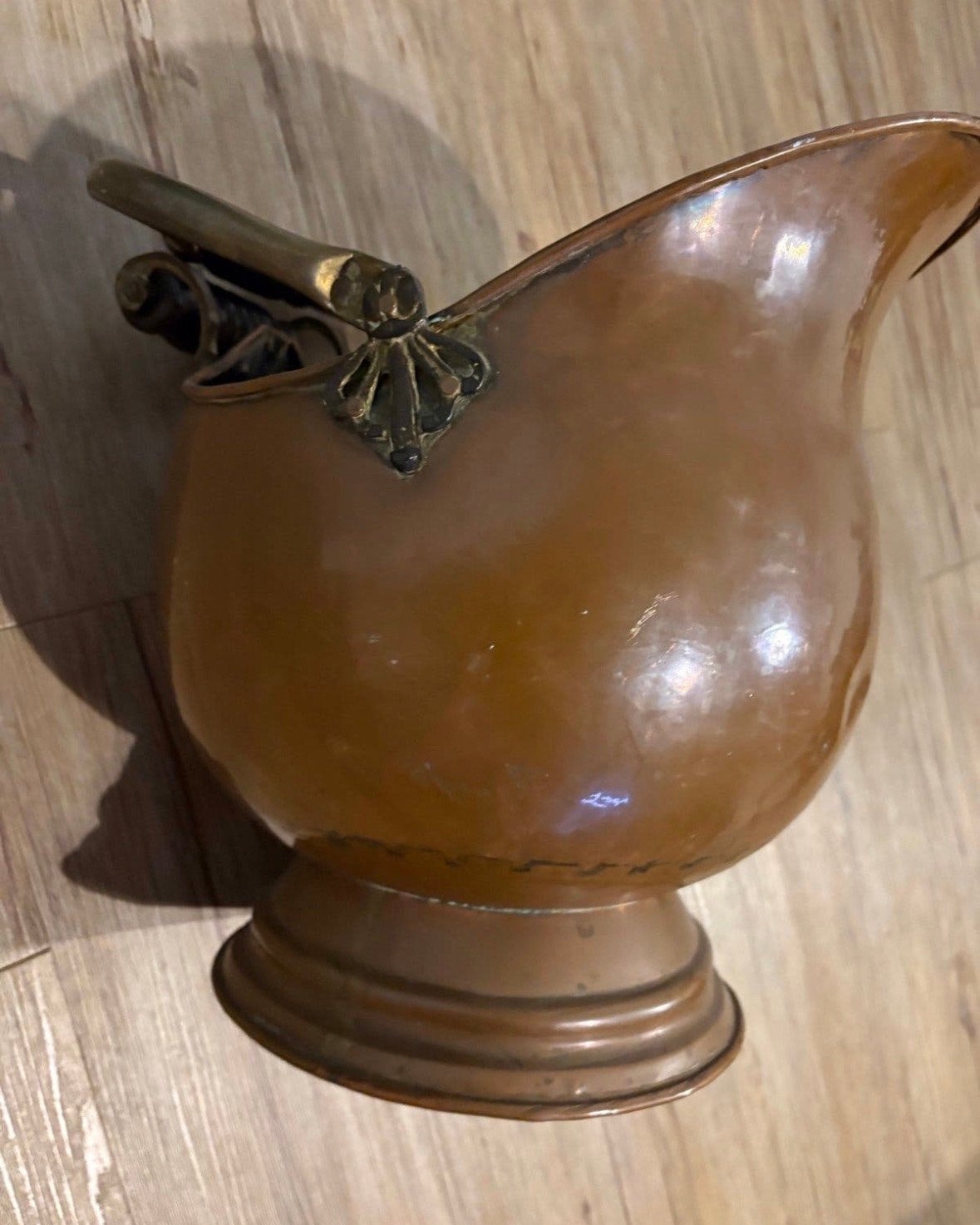 Antieke Koperen Kolenkit met Messing Handvat, Ophalen of Verzenden, Koper