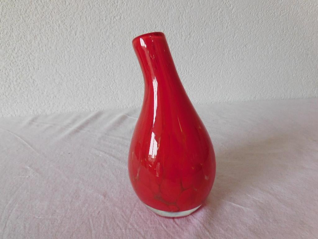 Fidrio glass Pisa vaasje, red, rood, hg 18 cm, Ophalen of Verzenden, Zo goed als nieuw, Rood, Glas