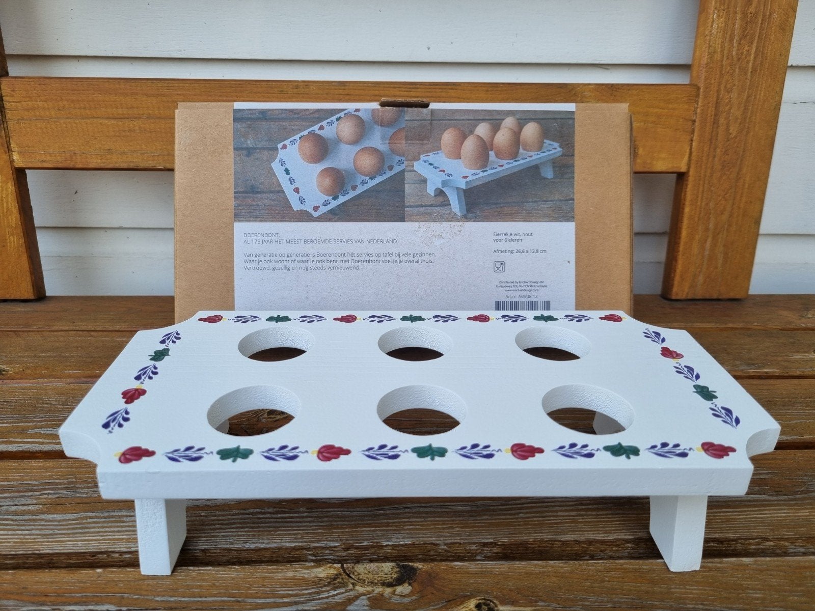 Wit houten Boerenbont eierrekje nieuw, Overige typen, Hout, Nieuw, Ophalen of Verzenden