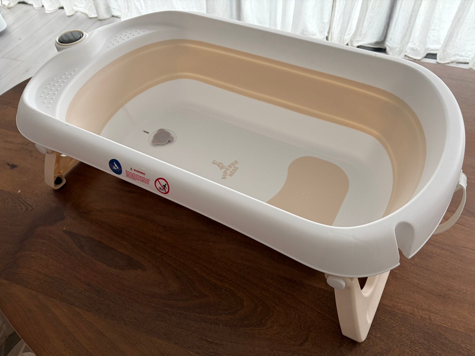 Superbe Bébé opvouwbaar babybadje + thermometer + babykussen, Ophalen of Verzenden, Zo goed als nieuw