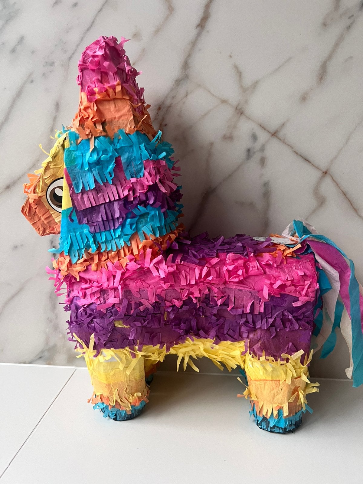 MAXICAANSE PINATA EZEL GEKLEURD REGENBOOG NIEUW, Ophalen of Verzenden, Nieuw, Overige typen, Verjaardag
