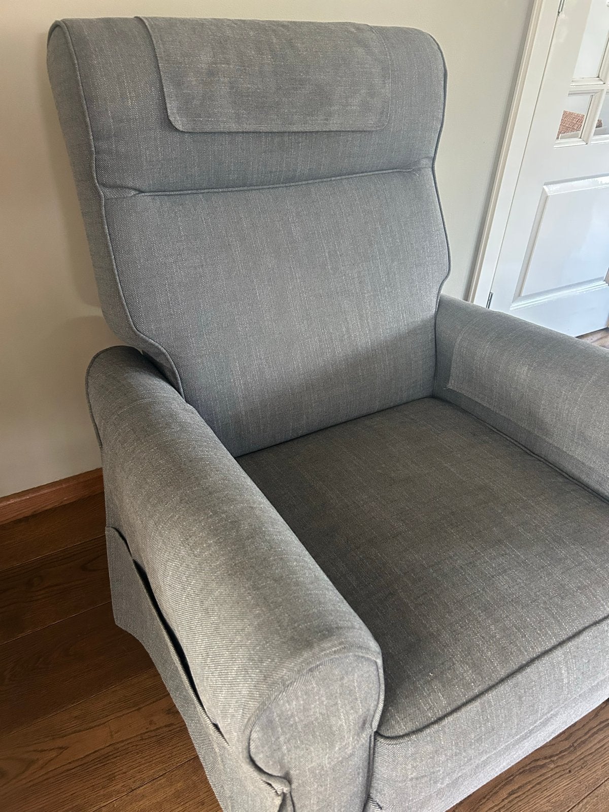 IKEA grijze relaxfauteuil met voetensteun, Ophalen, Gebruikt, Stof, 75 tot 100 cm