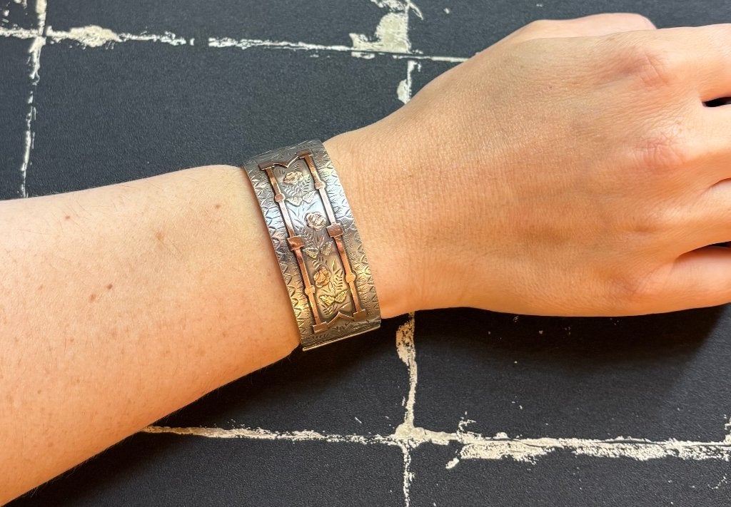 Brede slaven armband goud zilver Birmingham vintage dames, Sieraden, Tassen en Uiterlijk, Ophalen of Verzenden, Goud, Armband