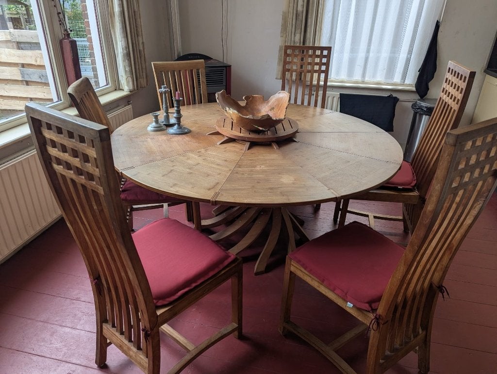 tafel | ronde tafel | keukentafel | eettafel, Ophalen, Gebruikt, 150 tot 200 cm, Rond