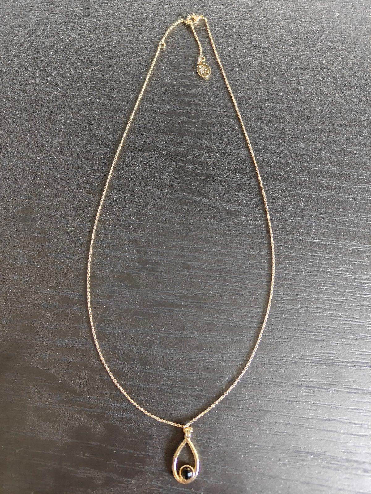 Ketting L'atelier Emma a Cloé met hanger en zwarte steen, Sieraden, Tassen en Uiterlijk, Kettingen, Overige materialen, Verstelbaar