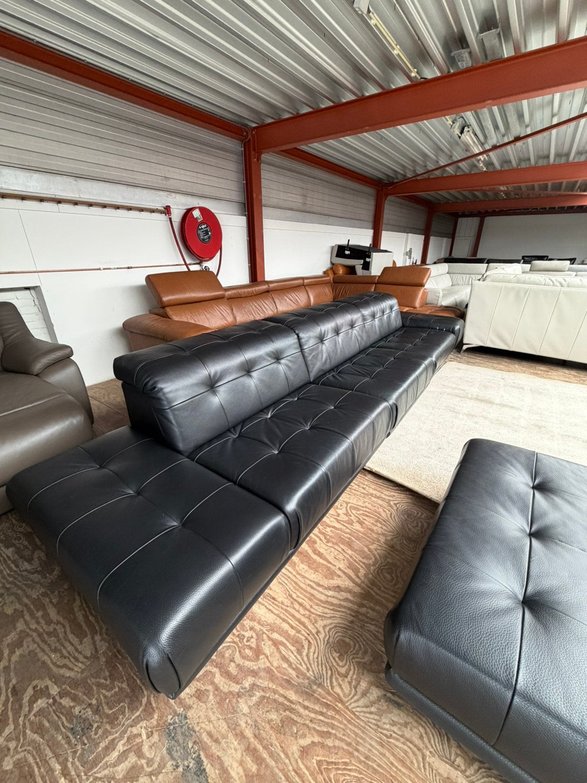 Xxl zwarte leren design bank bankstel hoekbank CaliaItalia, 2871SK, 125 cm of meer, Verzenden, Mariansoliak8@gmail.com
