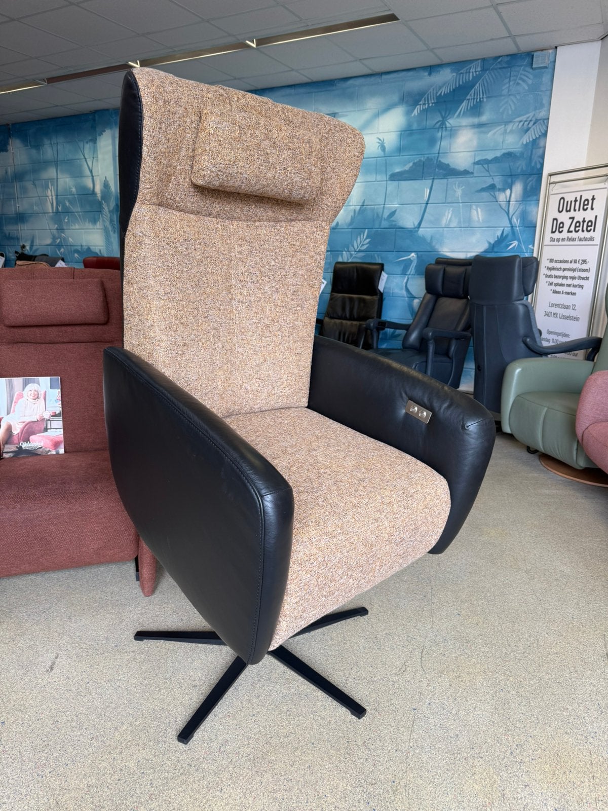 Prominent extra Large sta op relax stoel relaxfauteuil, Ophalen of Verzenden, Zo goed als nieuw, Leer, Ruim 100 Top merken in alle kleuren en maten