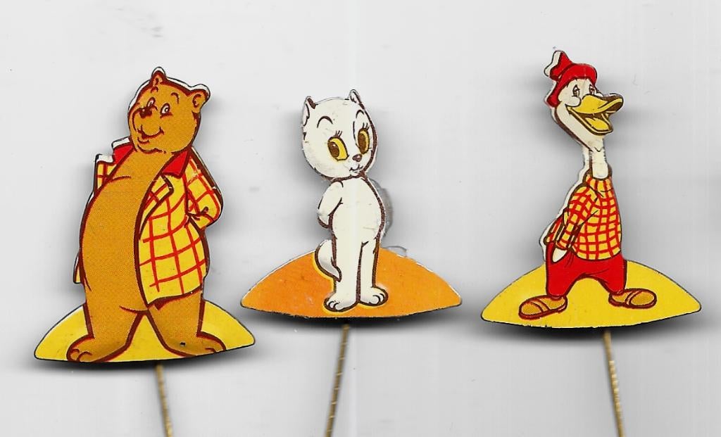 HEER BOMMEL TOM POES WAGGEL 3 OUDERWETSE STRIP SPELDEN, Verzamelen, Ophalen of Verzenden, Gebruikt, Merk, Speldje of Pin
