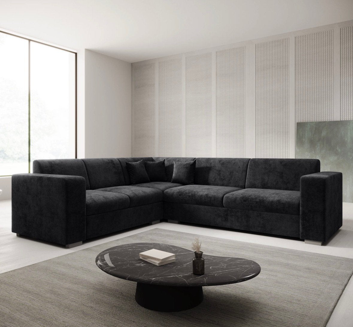 Meubella Santana Hoekbank 4zits Velvet Zmart Links 270x230cm, Huis en Inrichting, Ophalen, Zo goed als nieuw, Stof