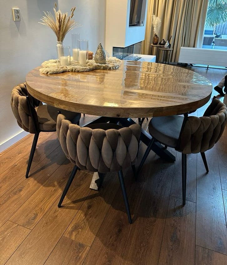 Ronde eettafel excl stoelen, Huis en Inrichting, Ophalen, 100 tot 150 cm, Rond, Zo goed als nieuw