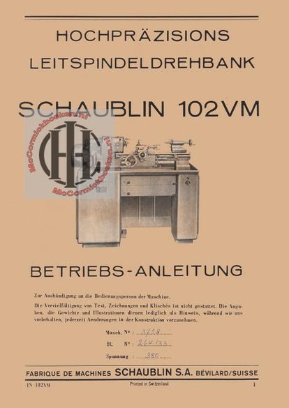 Schaublin 102vm handleiding Aciera F3 en AI DR1 + veel meer, Doe-het-zelf en Verbouw, Ophalen of Verzenden, Nieuw, Metaaldraaibank