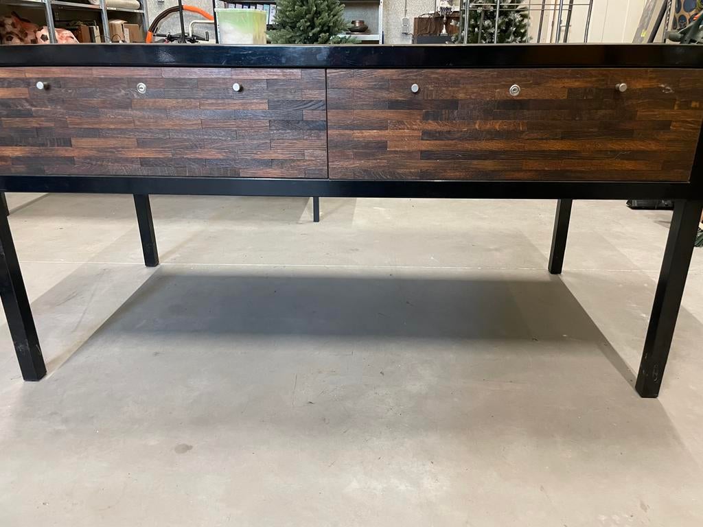 Eikenhouten presentatie tafel met lades., Ophalen, 75 cm of meer, Eikenhout, Zo goed als nieuw