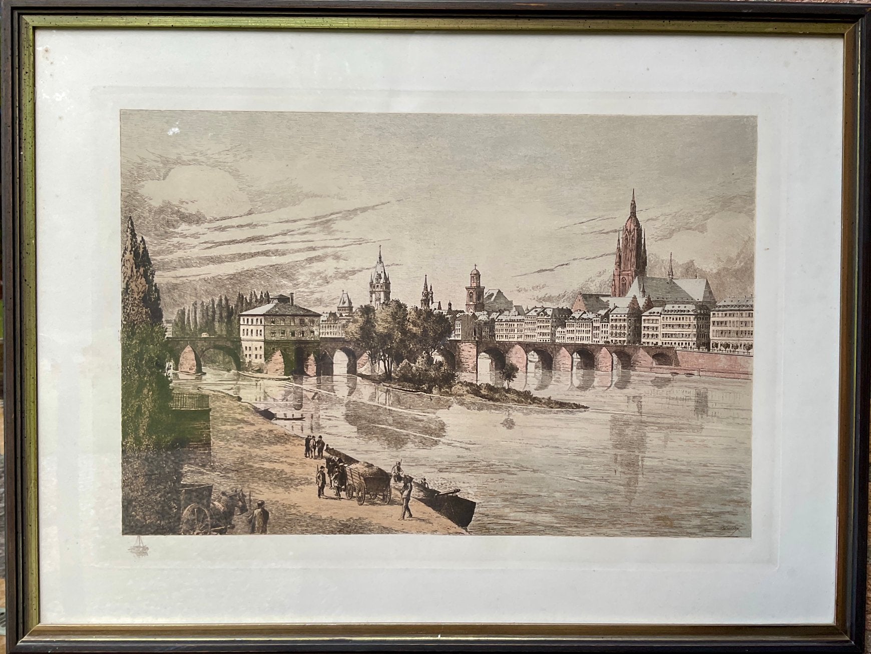 1910 Conrad Sutter: Alte Brücke in Frankfurt am Main., Ophalen of Verzenden