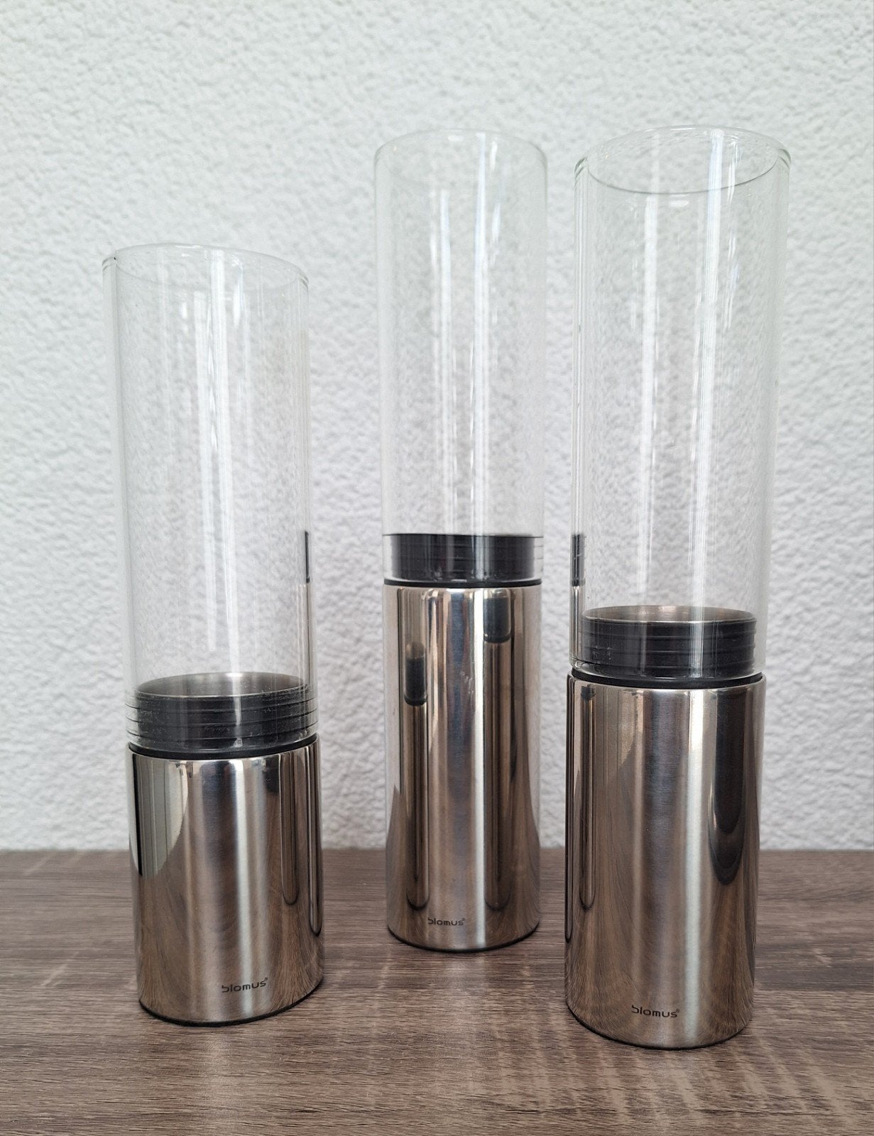 Blomus Windlichten Set van 3 - RVS en Glas, Ophalen of Verzenden