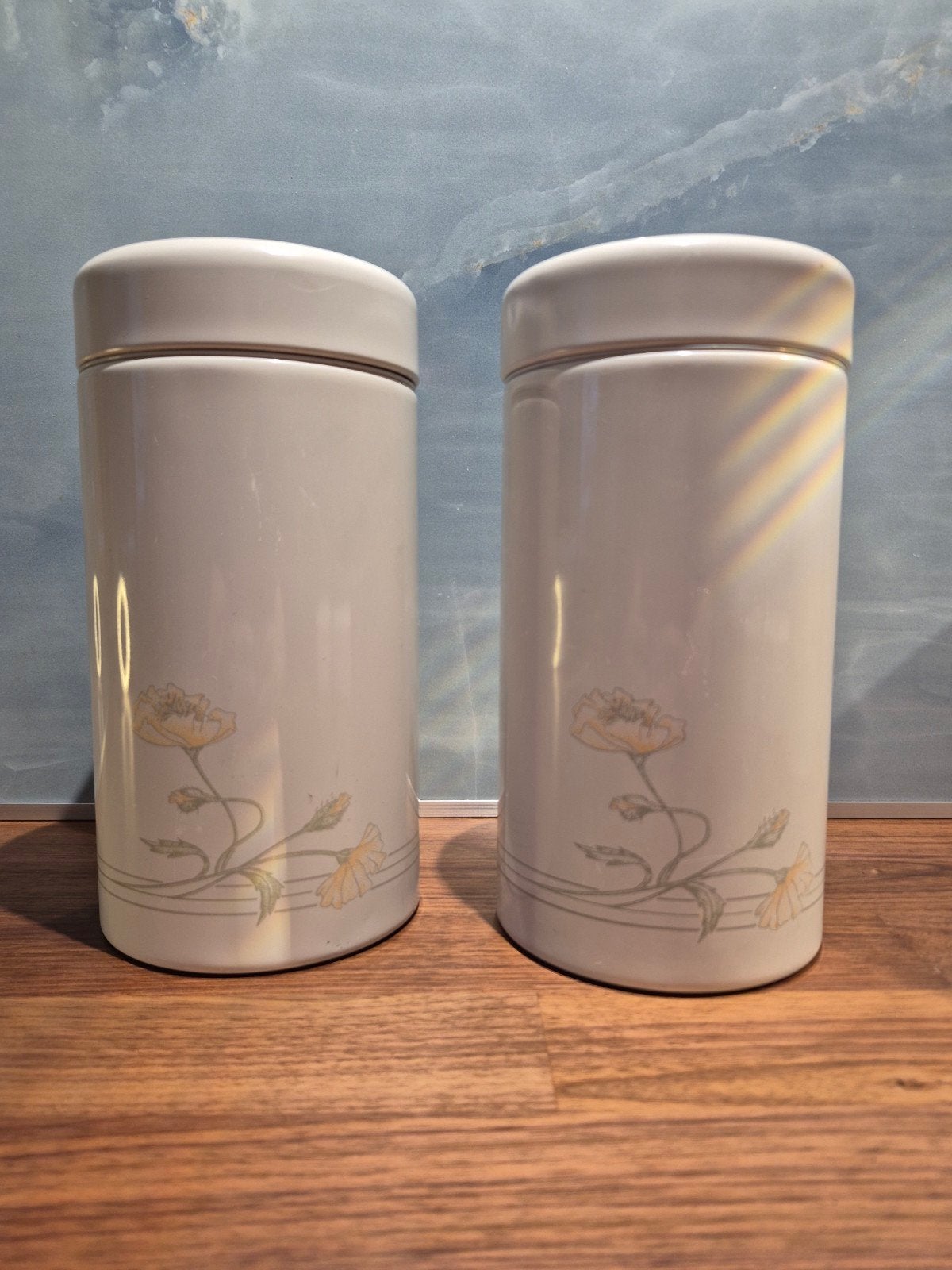 2 Vintage Brabantia Voorraadblikken, Beige, Gebruikt, Ophalen of Verzenden, Voorraadpot