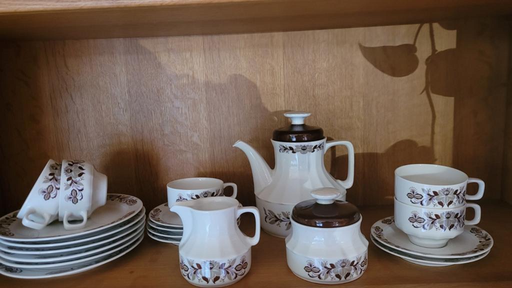 Vintage koffie- en theeservies met bloemmotief, Keramiek, Ophalen of Verzenden, Zo goed als nieuw, Overige stijlen