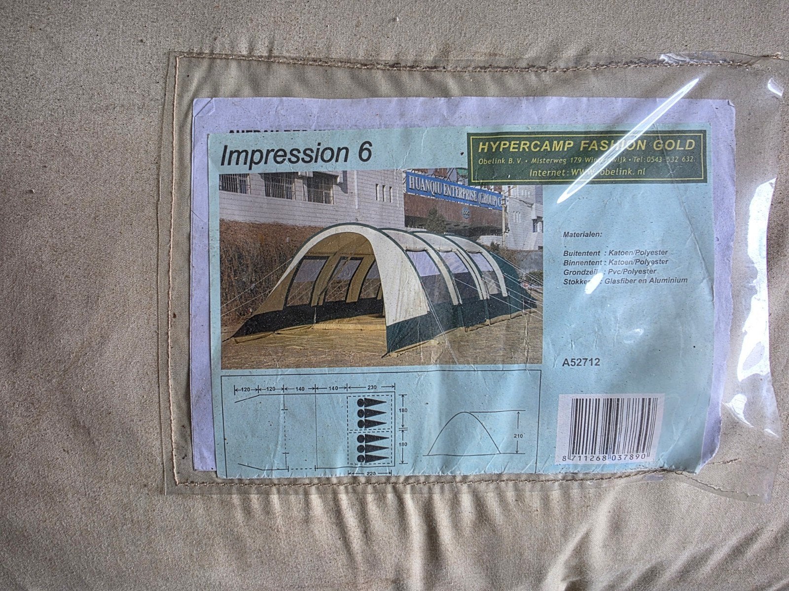 Grote tent met luifel, 2 slaapkamers en extra kasten, Ophalen