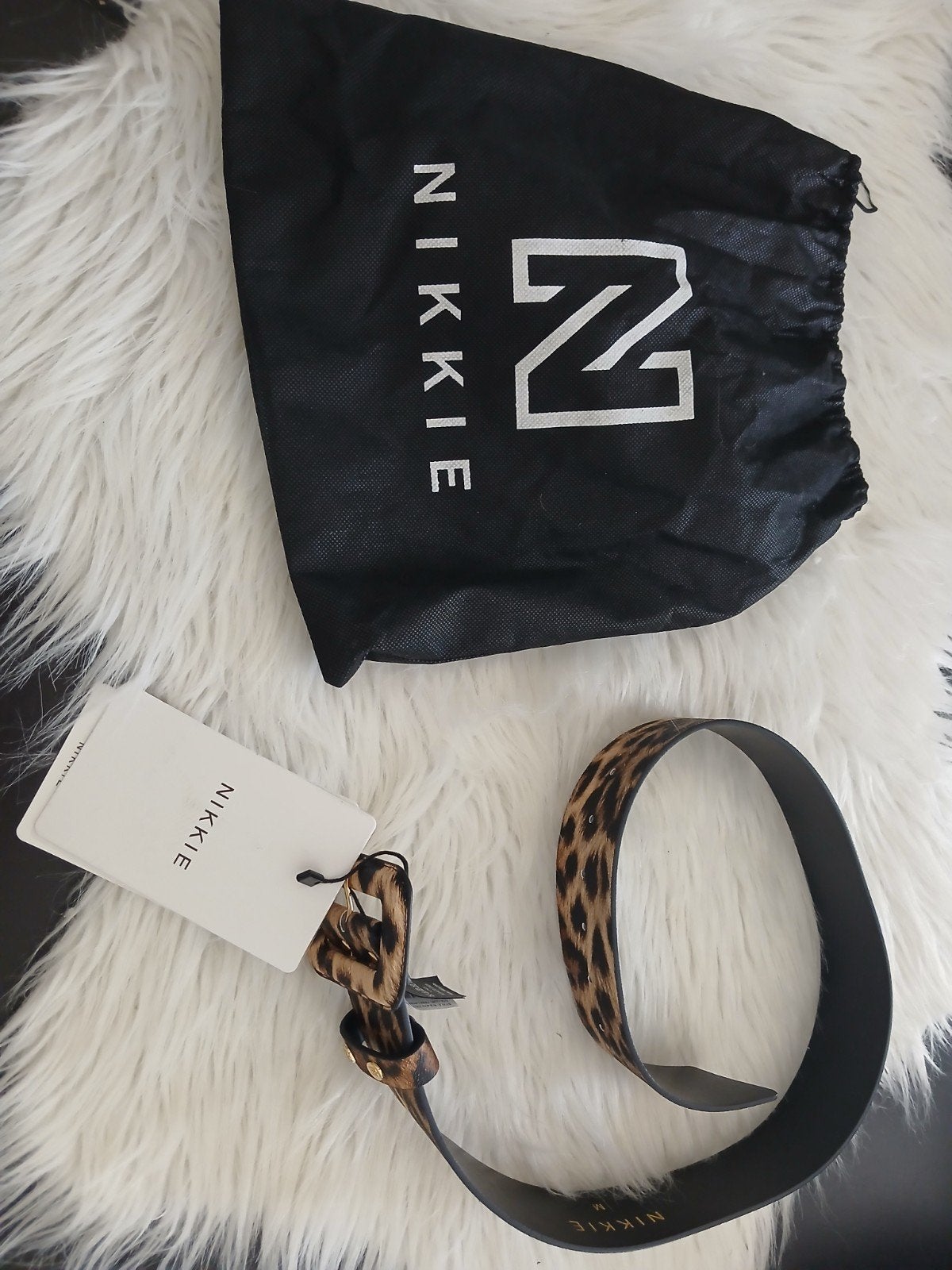 Nikkie Panterprint Riem met kaartje eraan -Nieuw, 80 tot 90 cm, Nieuw, Tailleriem, Ophalen of Verzenden