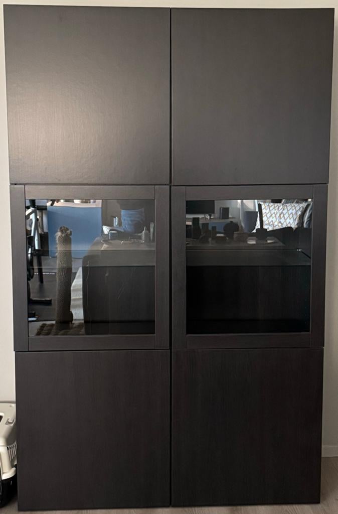 Zwarte IKEA Bestå kast met glazen deuren, Ophalen, Gebruikt