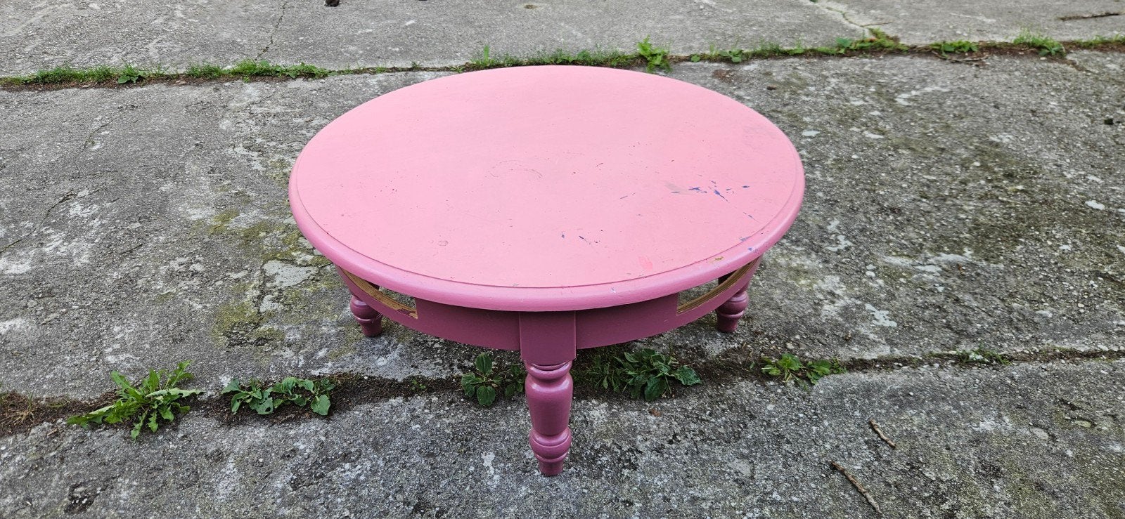 Roze bijzettafel met lades - Gebruikt, Ophalen, Gebruikt, 50 tot 100 cm, Rond