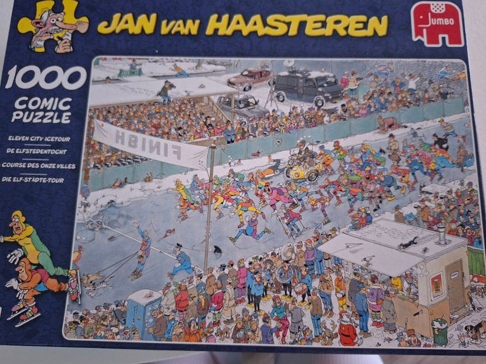 Jan van Haasteren Comic Puzzle - Elfstedentocht 1000 stukjes, Ophalen of Verzenden, Meer dan 50 stukjes, Zo goed als nieuw, 6 jaar of ouder