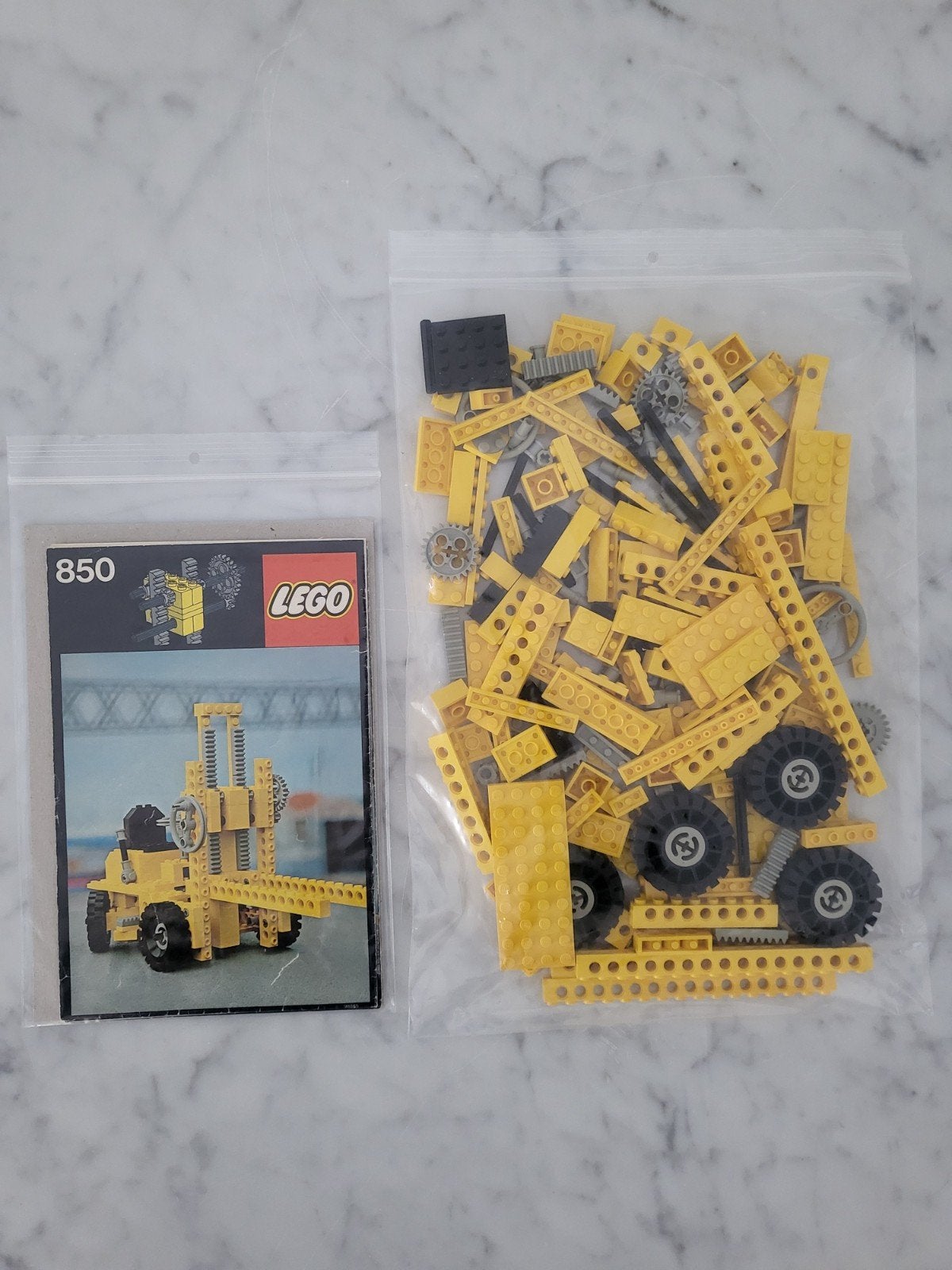 Lego Technic Set 850 - Vorkheftruck (1977) met instructies, Gebruikt, Lego, Ophalen of Verzenden, Technic