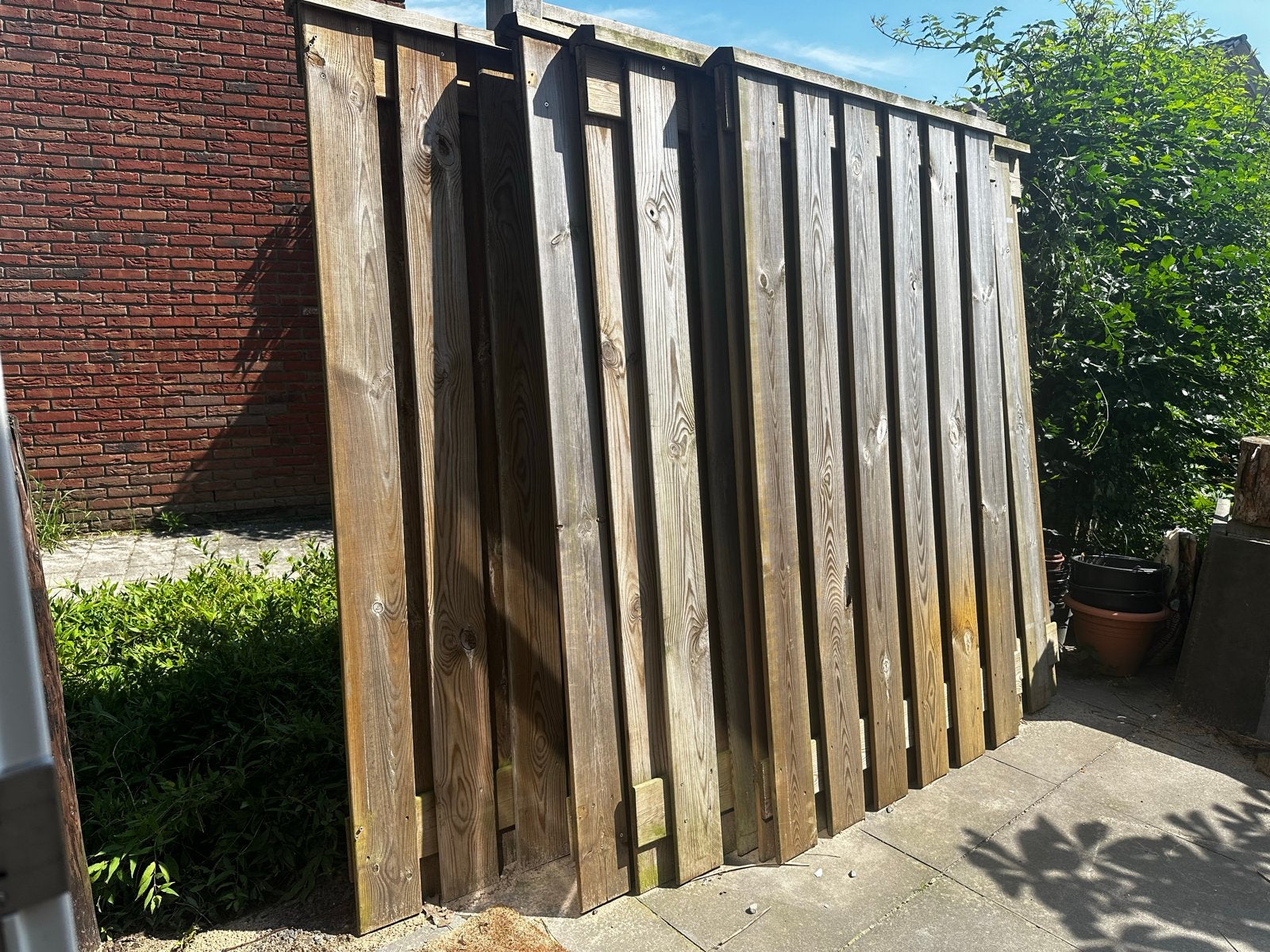 Houten schuttingdelen - Gebruikt, Tuin en Terras, Schuttingen, Ophalen, Minder dan 3 meter, Hout, 1 tot 2 meter