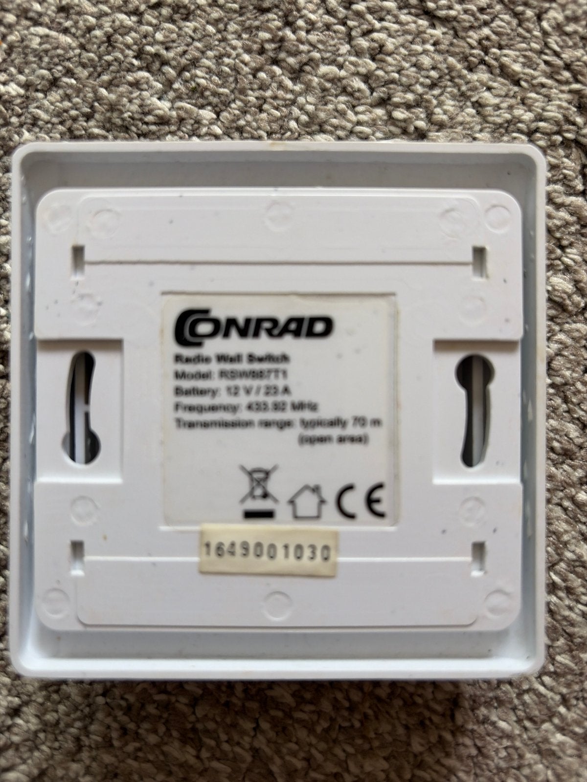 Conrad Radio Muurschakelaar RF 433.92 MHz - Draadloos, Ophalen of Verzenden, Zo goed als nieuw, Overige merken, Schakelaar