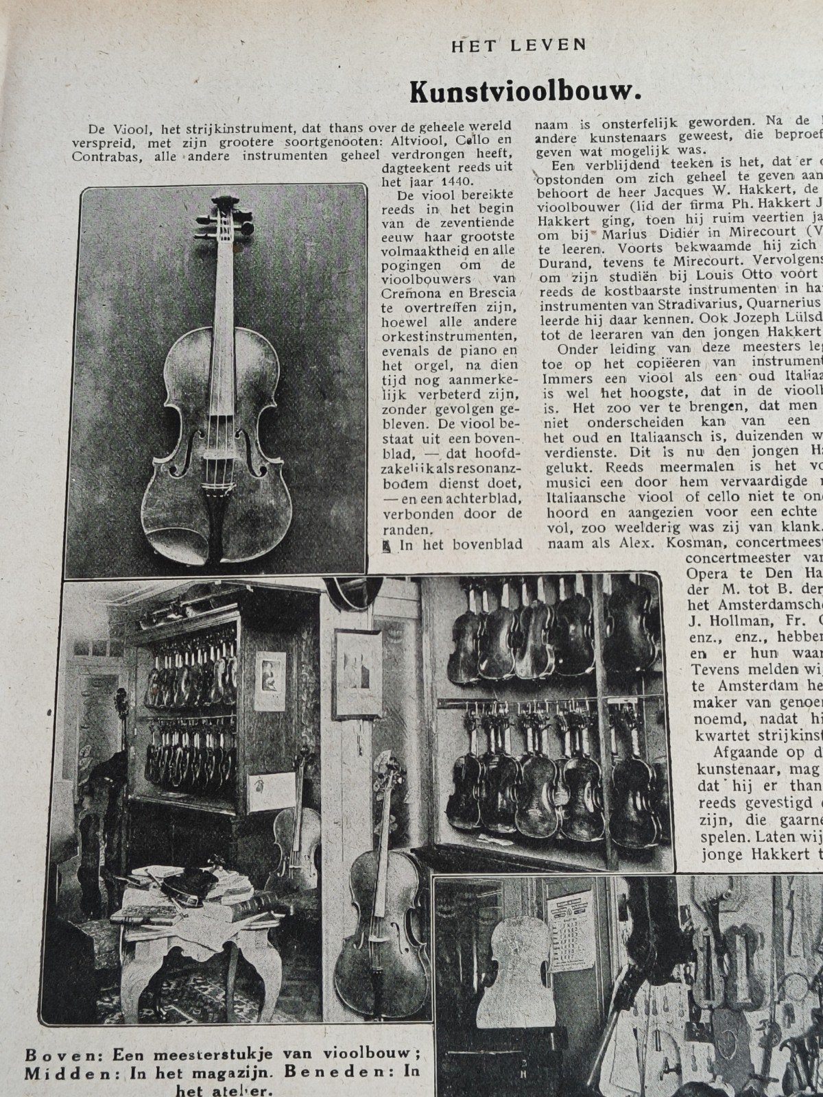 1915, KUNSTVIOOLBOUW, VIOOL, STRADIVARIUS,, Ophalen of Verzenden, Voor 1920, Tijdschrift