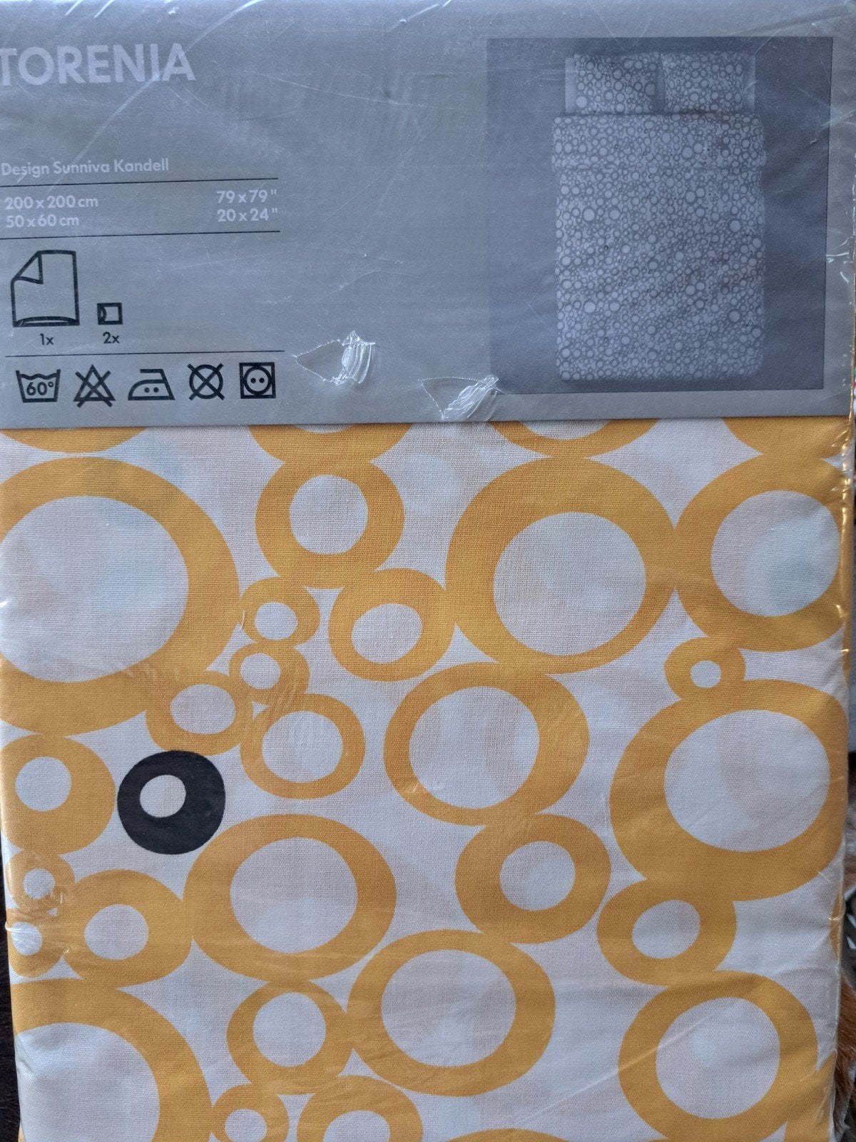 Nieuw IKEA Torenja Dekbedovertrek - Gele Ringen, Ophalen, IKEA, Inclusief kussenslopen, Geel