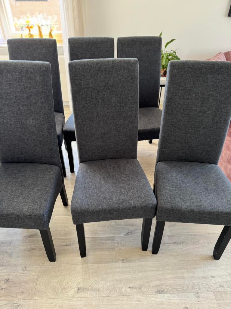 6 dining chairs, Ophalen, Gebruikt, Zwart, Stof