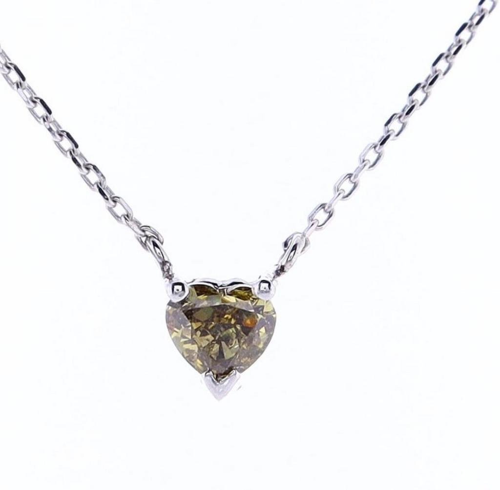 14k Witgouden Ketting met Natuurlijke Diamant, Wit, Ophalen of Verzenden, Zo goed als nieuw, Met edelsteen
