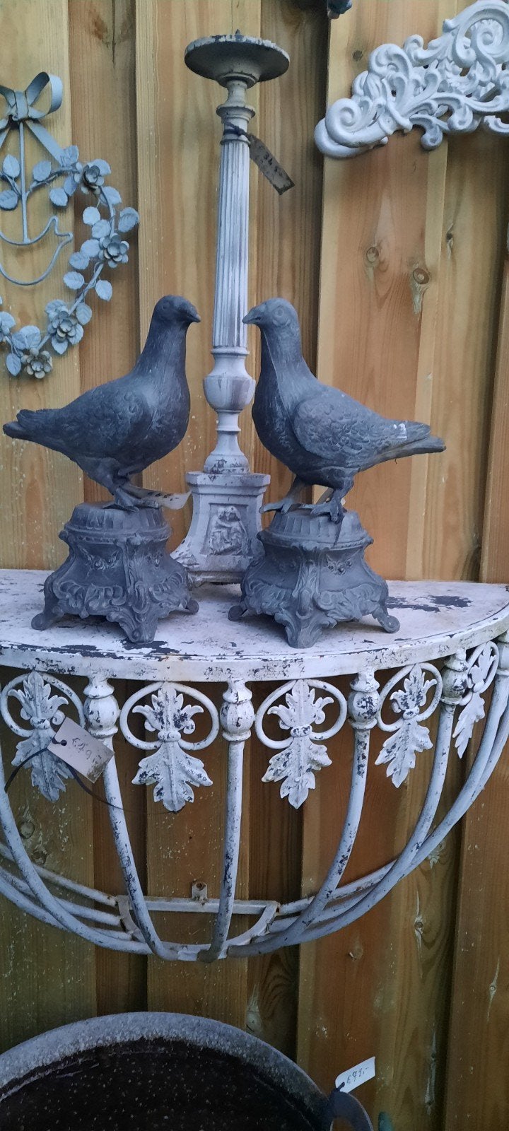 Set van 2 Antieke Duiven Beelden  brons- Tuindecoratie, Tuin en Terras, Ophalen of Verzenden, Nieuw, Metaal